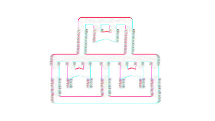 Icon boxes is distorted. Glitch. Noise, chromatic aberration, geometric distortion