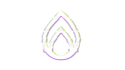 Icon burn is distorted. Glitch. Noise, chromatic aberration, geometric distortion