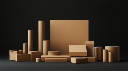 cardboard packaging mockup set