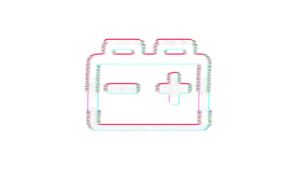 Icon car battery is distorted. Glitch. Noise, chromatic aberration, geometric distortion