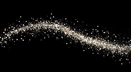 Sparkling Golden Glitter Swirl on Black Background Perfect for Festive Designs