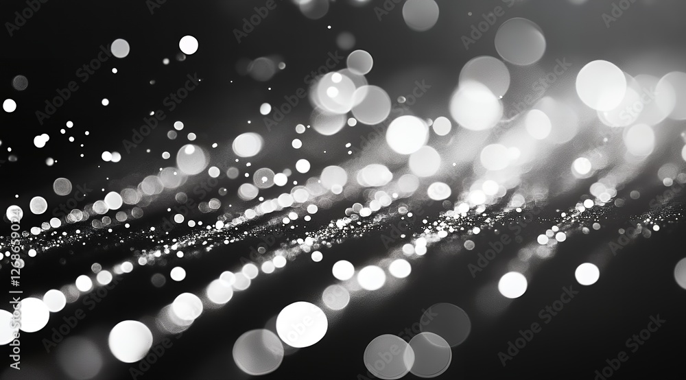 Poster abstract black and white sparkling background shiny bokeh lights design texture