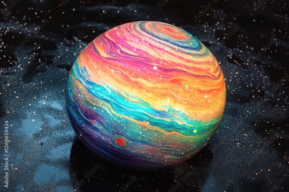 Aufkleber creative representation of a colorful planet in a cosmic setting with swirling colors