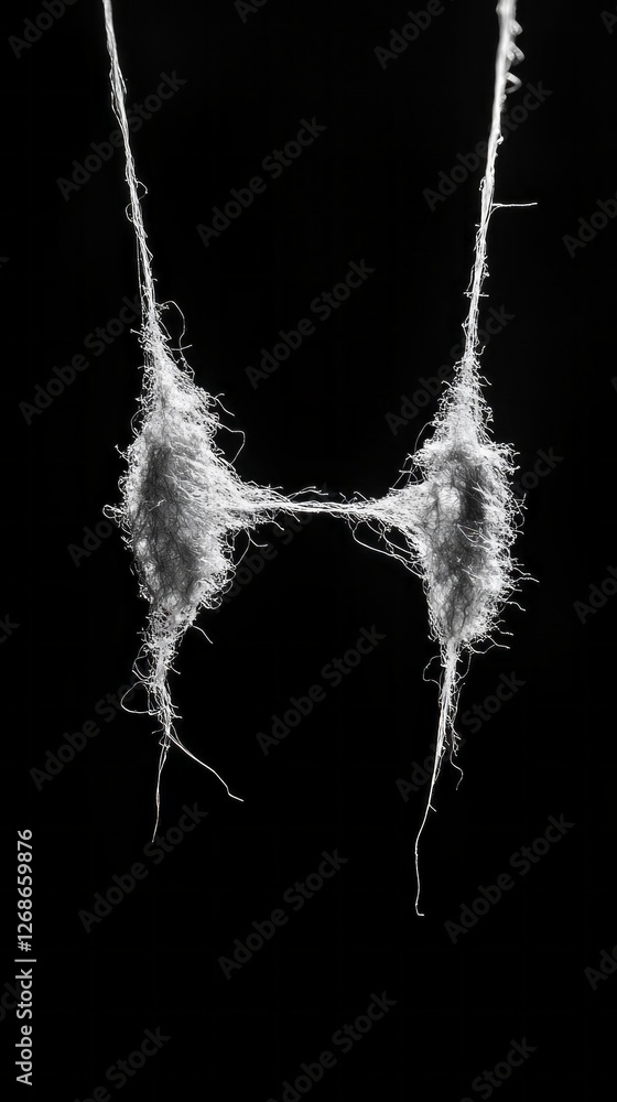 Poster fine strings are carefully interwoven, creating a mesmerizing design against a dark background, evok