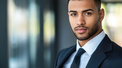 Fototapeta premium Confident business professional in formal attire, embodying leadership and professionalism.