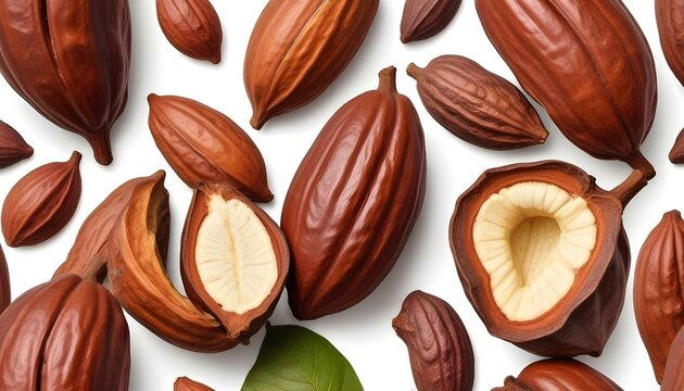 Cocoa pod on a isolated white background