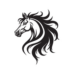 Stylized Horse Head Silhouette Vector Art Design