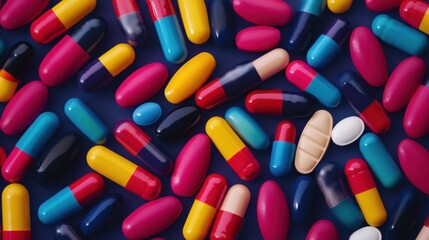 colorful capsules and pills background