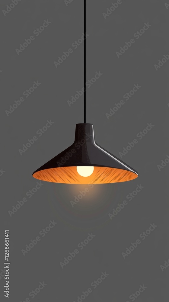 Poster a colorful pendant light hangs from the ceiling, radiating a warm and inviting glow. its sleek desig