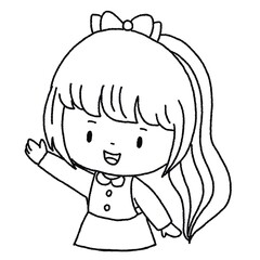 A lovely girl with actions  drawing Line