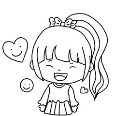 A lovely girl with actions  drawing Line