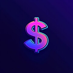 Obraz premium A vibrant dollar sign icon against a dark background, ideal for themes related to finance, commerce, or investment, This graphic can enhance presentations, websites, or marketing materials,