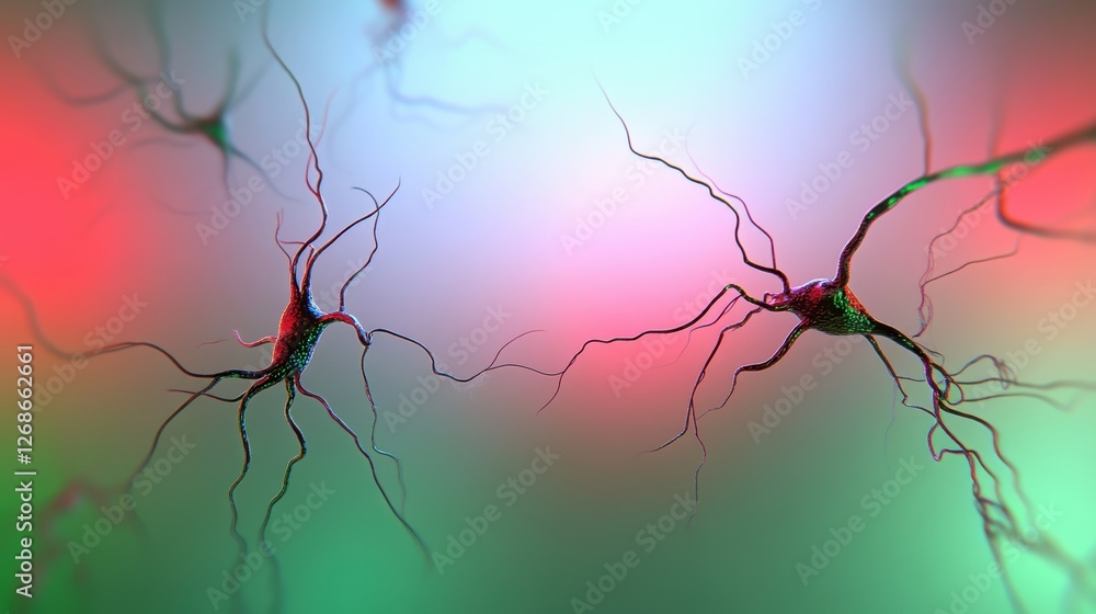 Aufkleber abstract representation of neurons with colorful backgrounds.