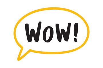 WOW doodle hand drawn speech bubble. Wow text. comic quote lettering WOW cloud phrase.