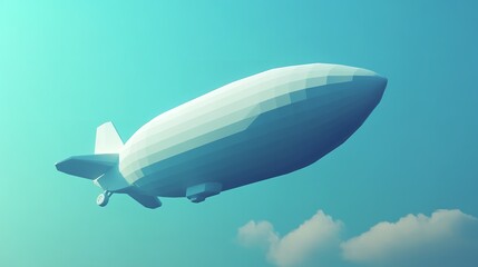 3D Low Poly Blimp Flying in the Sky

