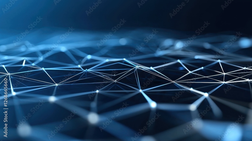 Poster futuristic network design with glowing lines and nodes, representing digital connectivity and techno