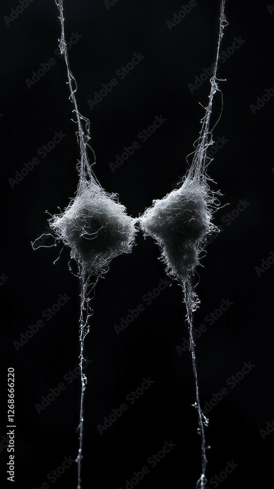 Poster delicate threads intertwine in a captivating display, forming an enigmatic shape that draws the eye.