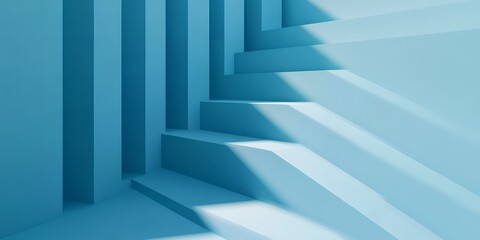 Fototapeta premium Abstract Blue Geometric Shapes Modern Architecture Interior Design Background