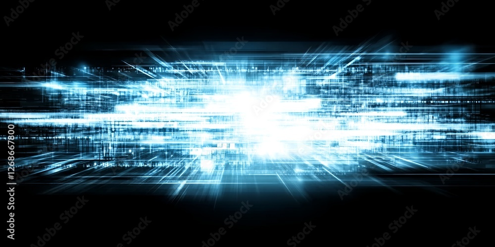 Poster abstract blue digital data stream background technology futuristic network