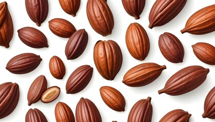 set of cocoa pod on a isolated white background