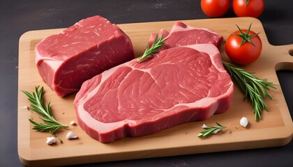 Raw beef meat on a cutting board