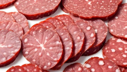 Slices of salami. Isolated on a white background.