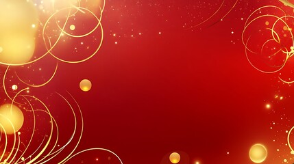 Red Background With Golden Circles And Glitter