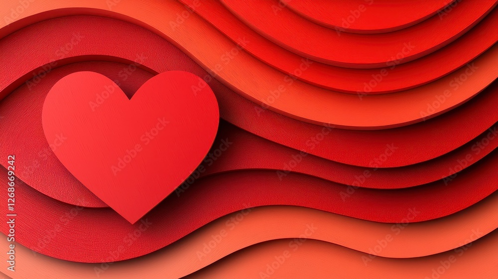 Poster a captivating, textured image of a heart set against a rich, layered background of deep reds and ora