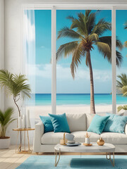 Fototapeta premium tropical beach with palm trees