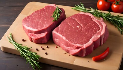 Raw beef meat on a cutting board