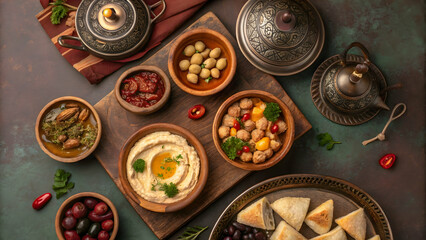 Traditional Middle Eastern Food and Tea Set