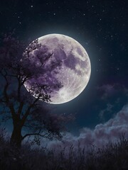Naklejka premium Lunar Serenity: The Dreamlike Glow of a Full Moon