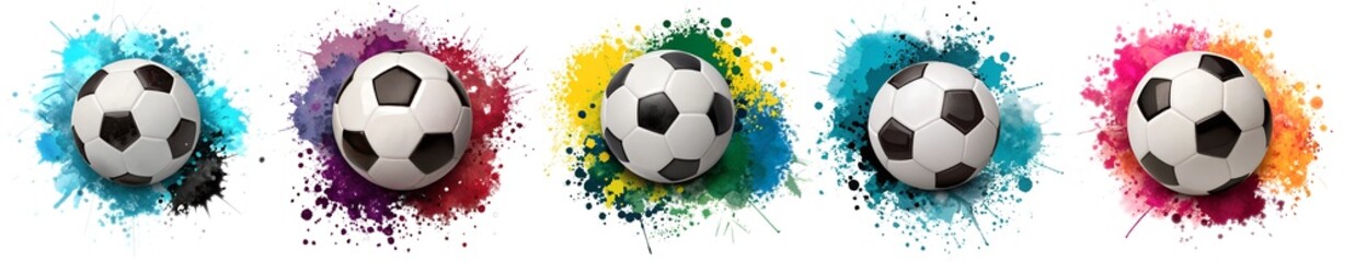Soccer ball set with splash, striker, Tshirt design, logo design, soccer ball art, game, poster, computer Wallpaper, PNG, transparent 