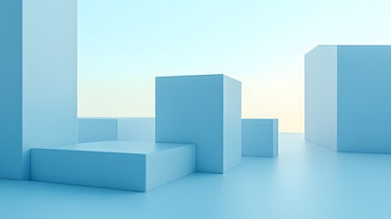 Abstract Blue Geometric Shapes Minimalist Product Display Background