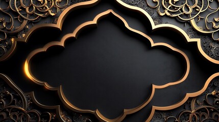 Elegant Black Gold Ornate Decorative Frame Design