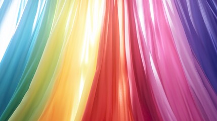 Obraz premium Curtain unveils vibrant hues, abstract backdrop, soft light; a moment of discovery and transformation.