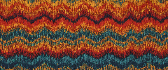 Colorful Wool Fabric Texture with Knitted Pattern