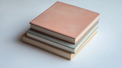 stack of three books in pastel colors