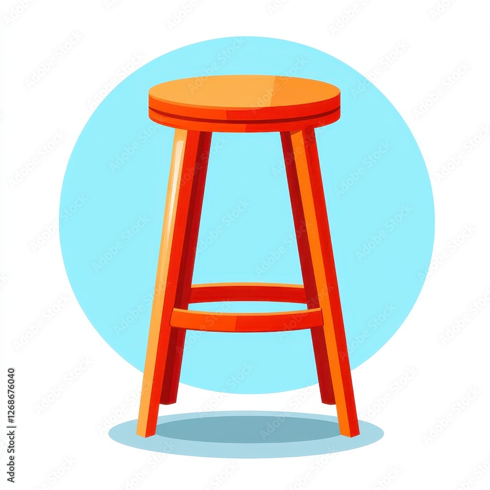 Poster red stool icon isolated on blue background in flat design style with vector graphics illustration