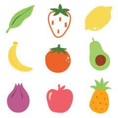 set of fruits and vegetables simple modern