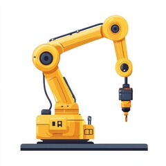 Robotic arm flat design icon isolated on white background high-tech industrial automation concept