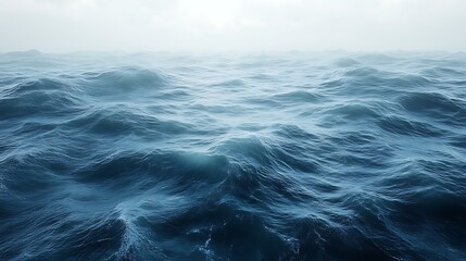 Fototapeta premium Ocean Waves Rolling Under a Misty Sky