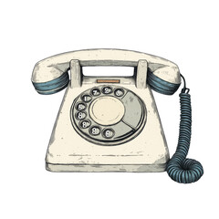 Vintage Rotary Dial Telephone isolated on white background.