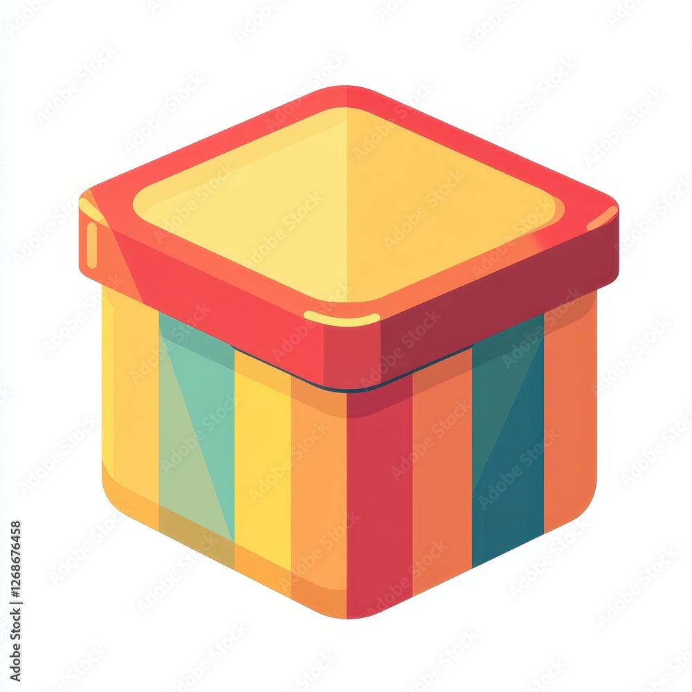 Poster colorful flat design box with lid vector icon isolated on white background for graphic design projec