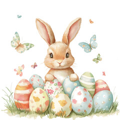 easter bunny with eggs