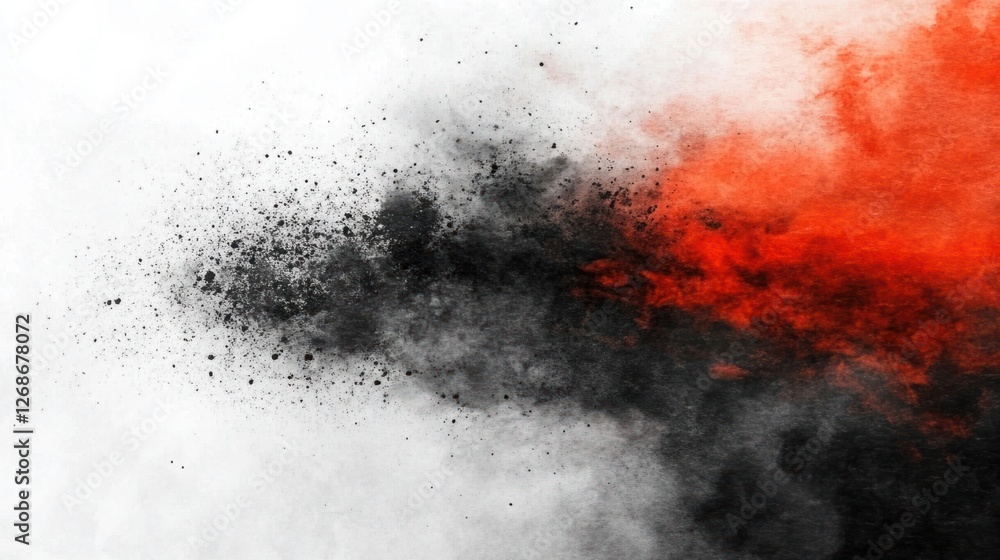 Aufkleber abstract artistic painting with vibrant red and black colors blending together against a white backg
