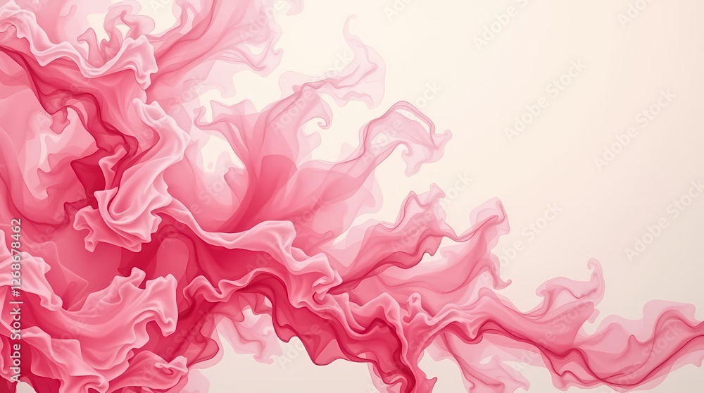 Poster swirling pink abstract design with flowing shapes and soft gradients in a light background. generati