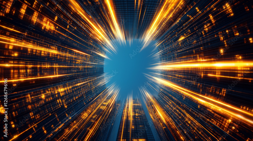 Poster digital speed: a mesmerizing digital art piece capturing the abstract concept of speed and movement,