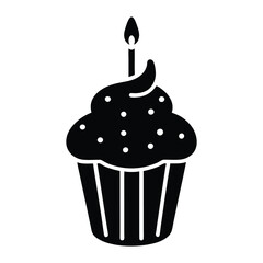 cupcake icon with candle and sprinkles