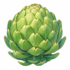 Obraz premium Closeup of a Fresh Green Artichoke on White Background